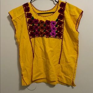 Yellow embroidered shirt